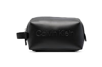 calvin klein black leather toiletry bag